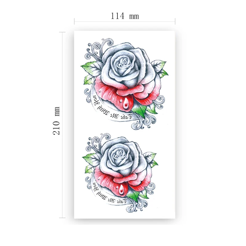 

Waterproof Temporary Tattoo Sticker Watercolor Rose Peony English Alphabet Fake Tattoos Flash Tatoos Arm Body Art for Women Girl