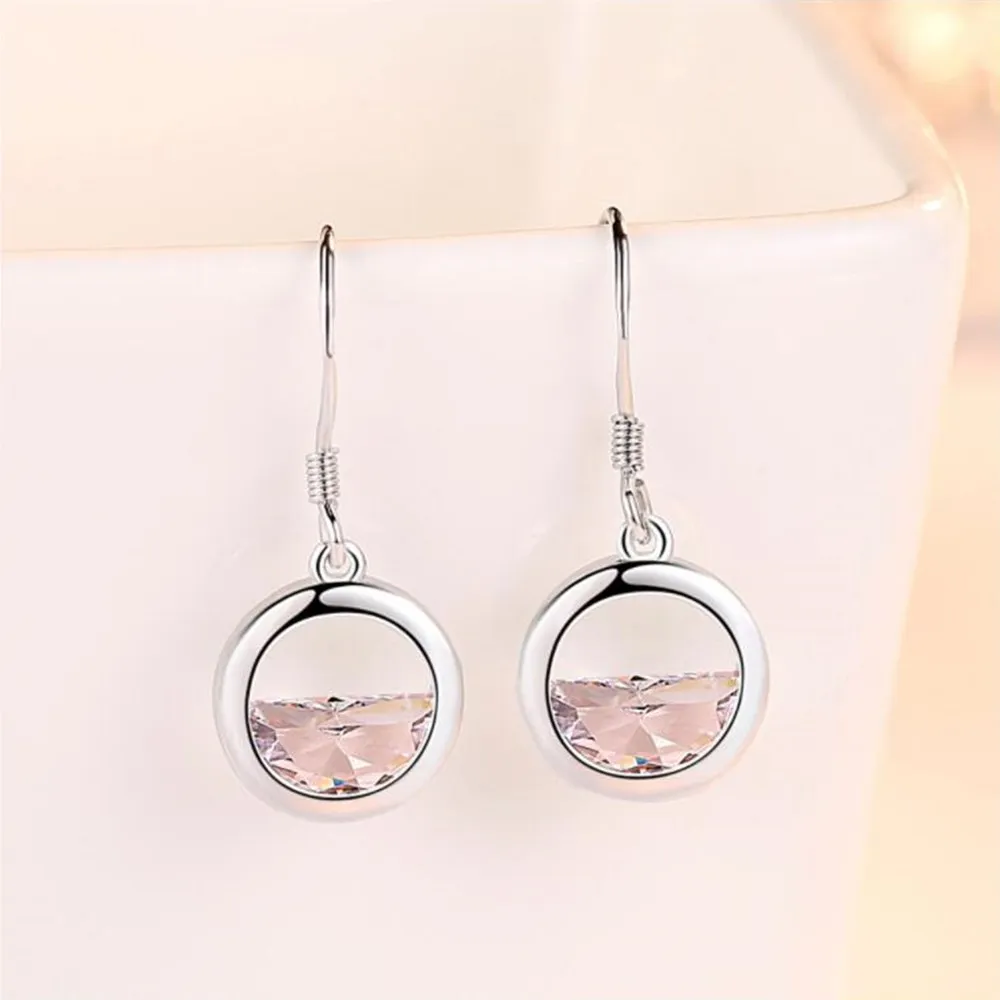 

925 sterling silver earrings high-quality jewelry woman fashion new crystal Zircon retro long round hollow hot earrings