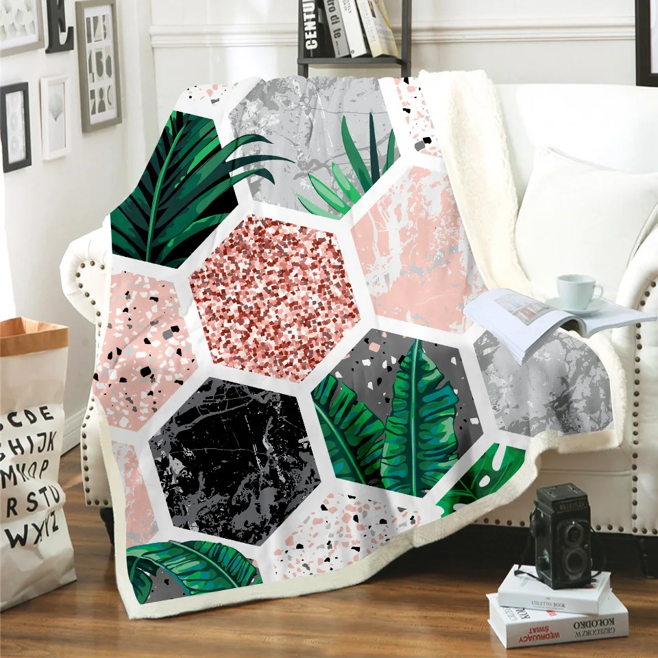 НОВЫЕ геометрические вращения печатных толстые поярок одеяла для стирки в