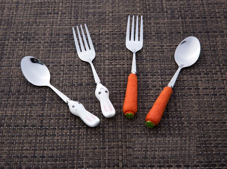 Мультяшные столовые приборы из нержавеющей стали посуда для детей вилка