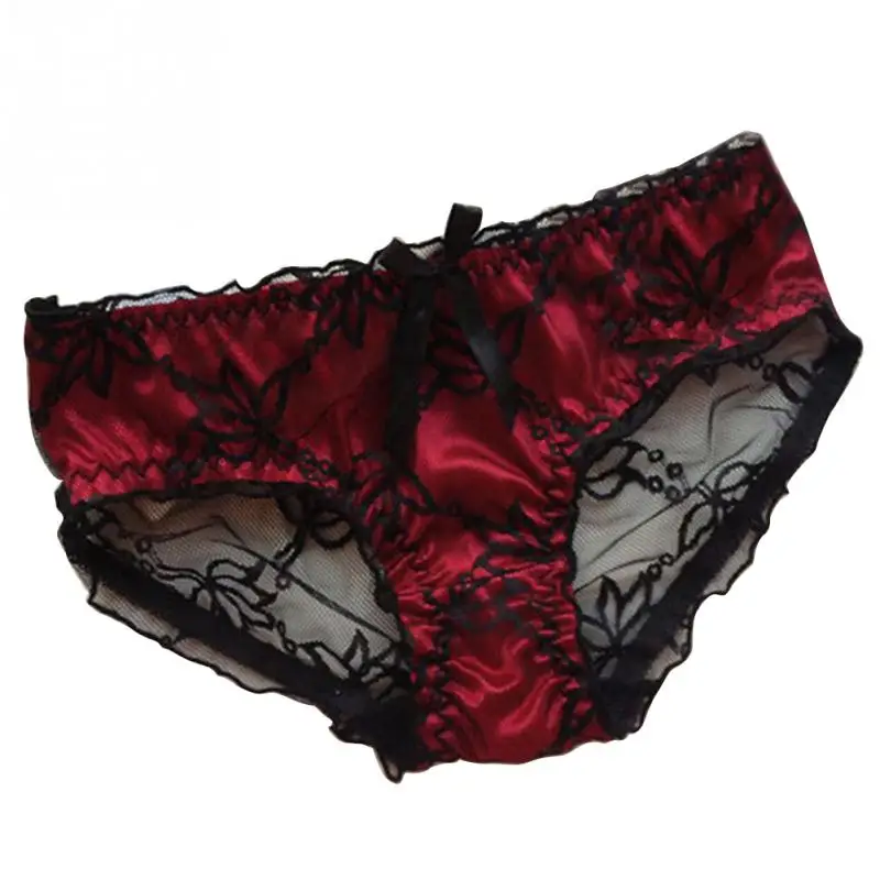 Underwear Woman Panties Low-Rise Plus Size Fancy Lace Sexy for Women Traceless Crotch of Cotton Briefs Black Red Blue |