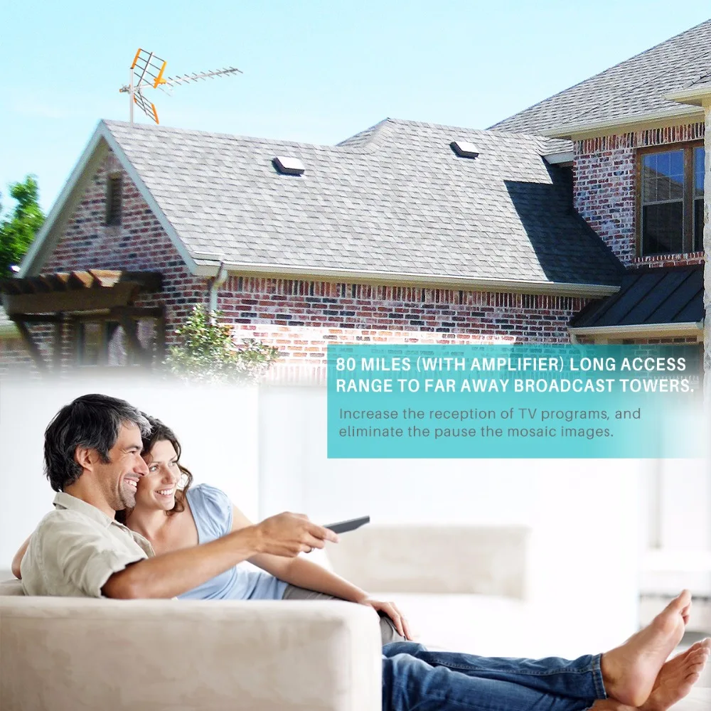 Популярная телевизионная антенна 80 миль диапазон приема 470 860 МГц наружная HD