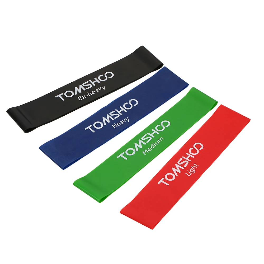 TOMSHOO Фитнес Эспандеры набор из 4 для упражнений полосы латекс тренажерный зал