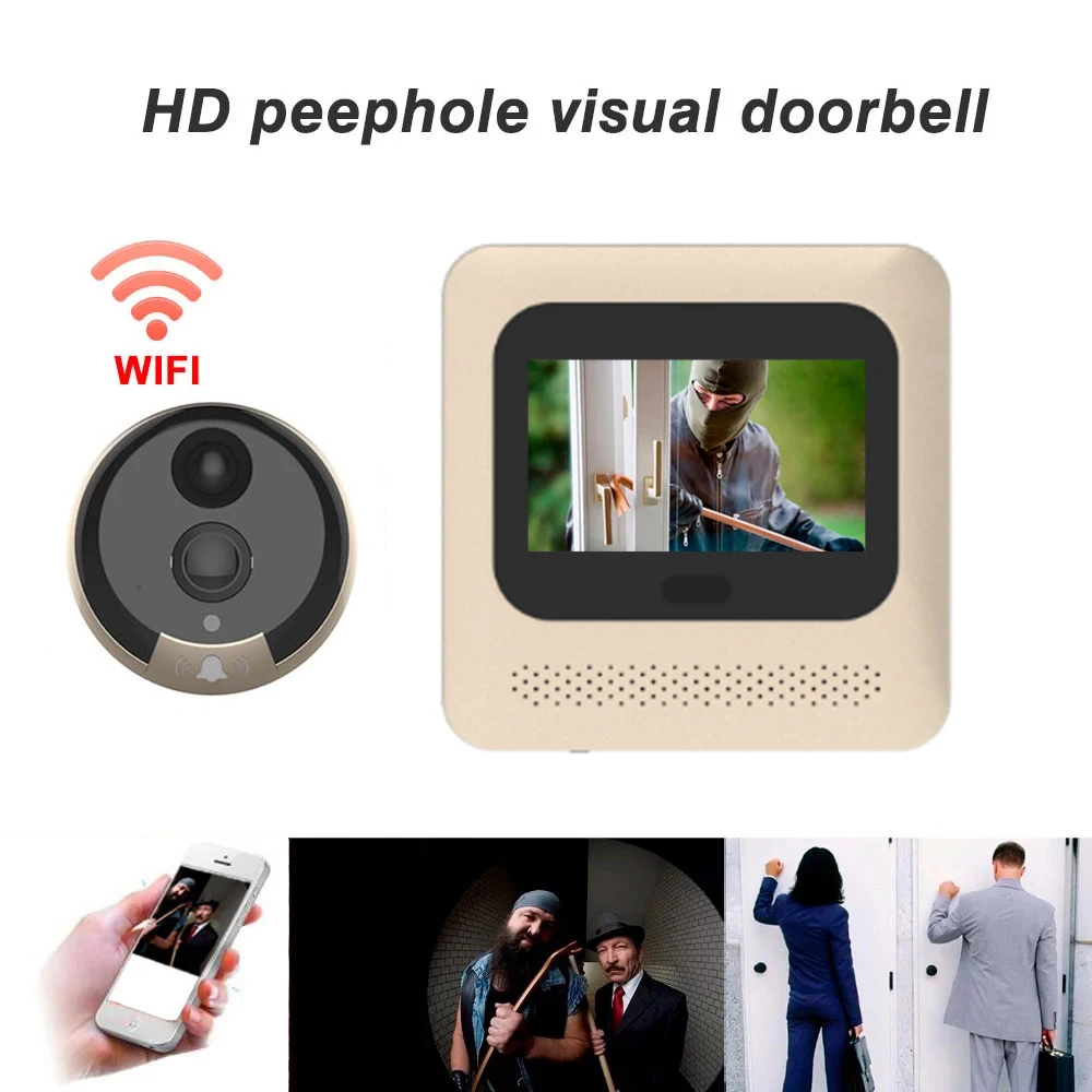 VIDEW 4 3 цалевы 1080P дзвярны прагляд глазкоў Wi Fi Відэа звон Камера начнога бачання PIR