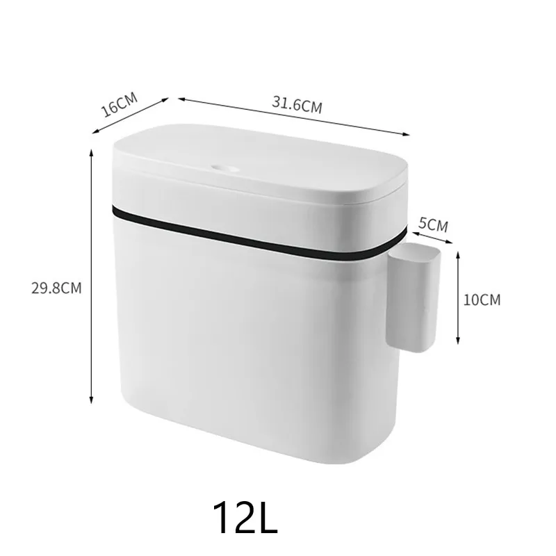 

12L Trash Can Rectangle Plastic Push Trash Cans Large-size Garbage Can Household Waste Storage Bins For Kitchen Bathroom Bustbin