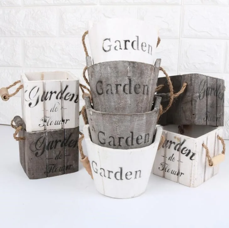 Горшок для садового растения старинный деревянный цветочный горшок корзина