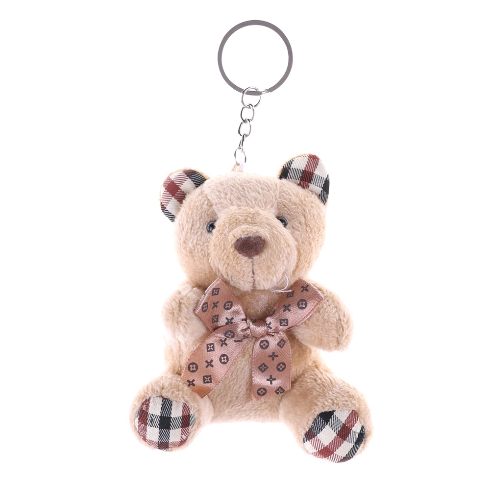 Bear Мини милый фруктовый персик мягкий плюшевый фламинго игрушка брелок кольцо Подвеска Дети Playmate Валентина подарки унисекс - Цвет: Bear