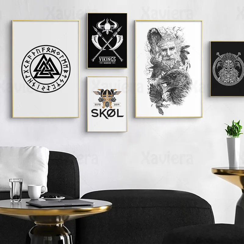 Скандинавская мифология Картина на холсте символ грецкого ореха викинги воин