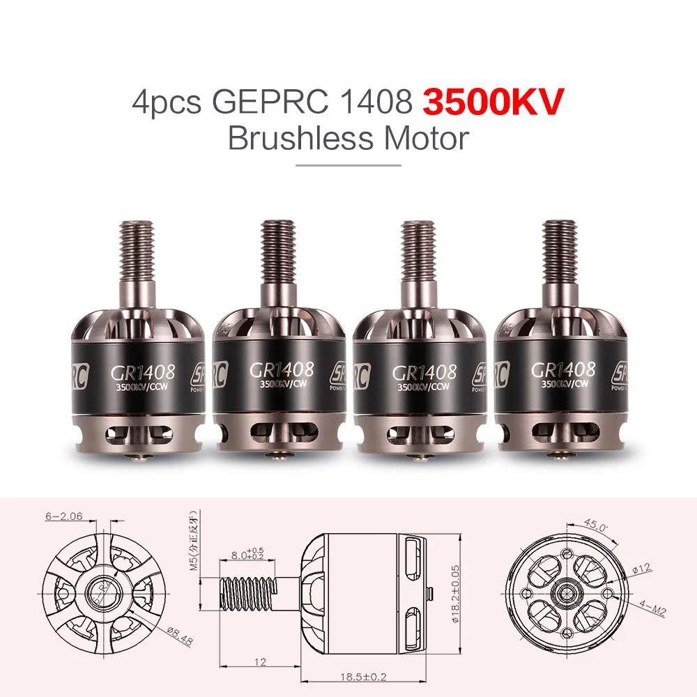 4 шт. GEPRC GR1408 3500KV RC бесщеточный мотор 4S высокое Мощность для 130 мм FPV гоночного