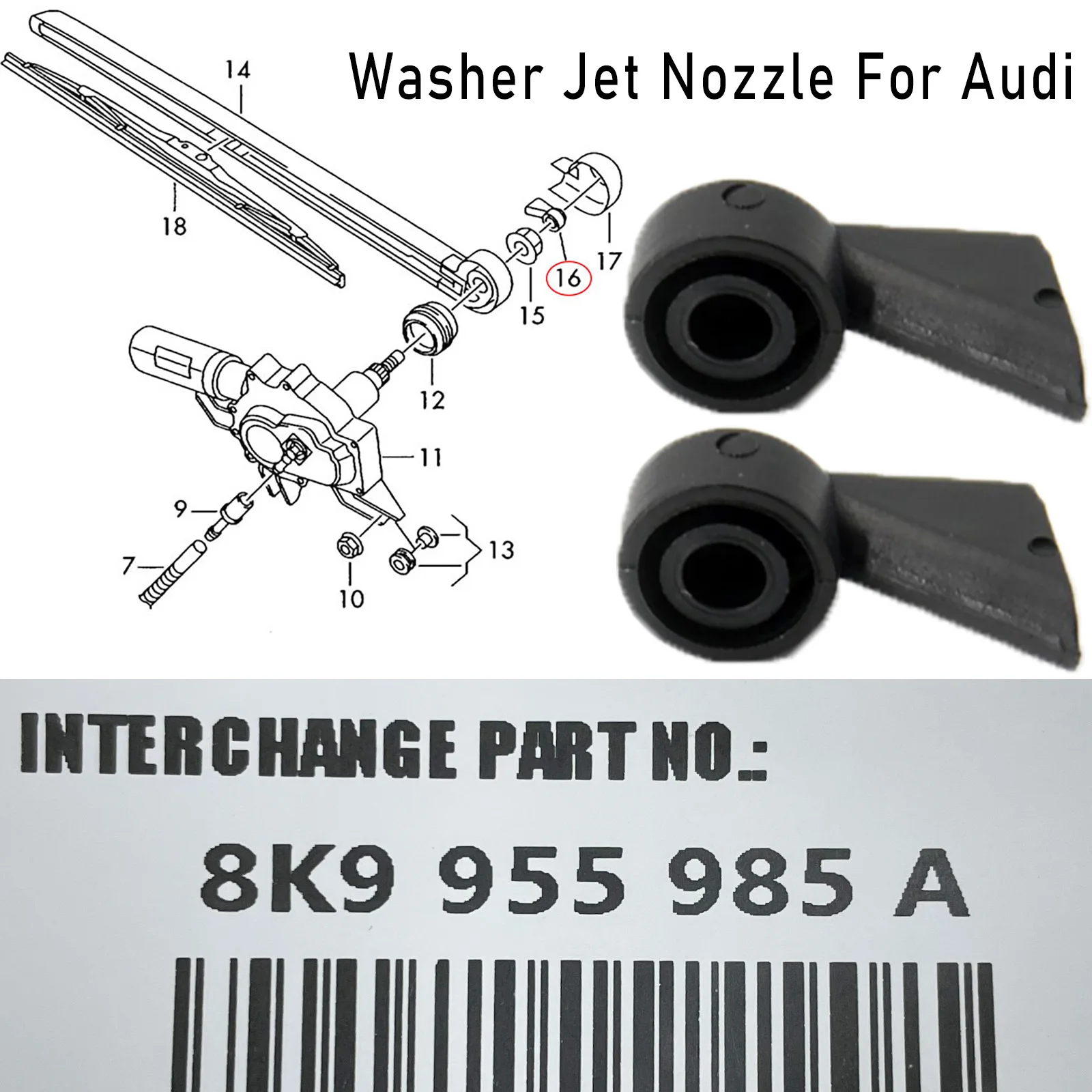 Насадка для омывателя лобового стекла Audi A1 A4 Avant B6 Estate B7 Allroad B8 A3 S3 S4 A6 C6 Q7 Q5 SQ5 2