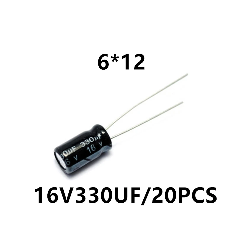 

High quality electrolytic capacitor 16V/330uF 16V 330UF volume 6*12 (20 pcs)