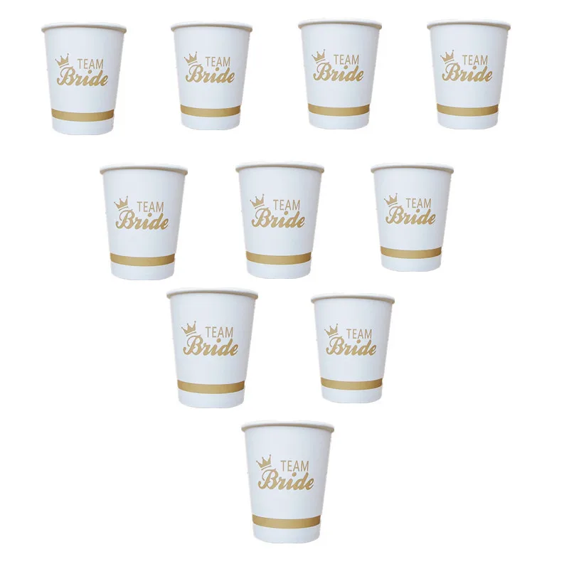 10pcs Wedding Decoration Disposable Cup Team Bride/groom Gift Party Fun Hen Bachelor Party-C | Дом и сад