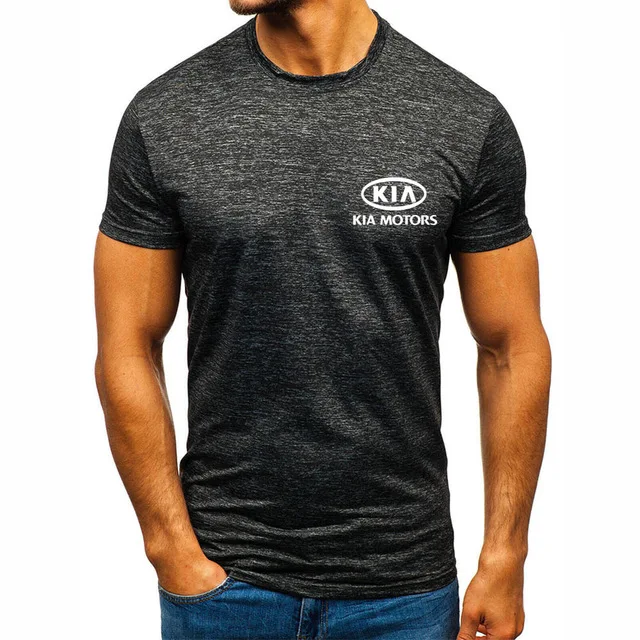 Мужская хлопковая футболка с коротким рукавом облегающая Повседневная круглым