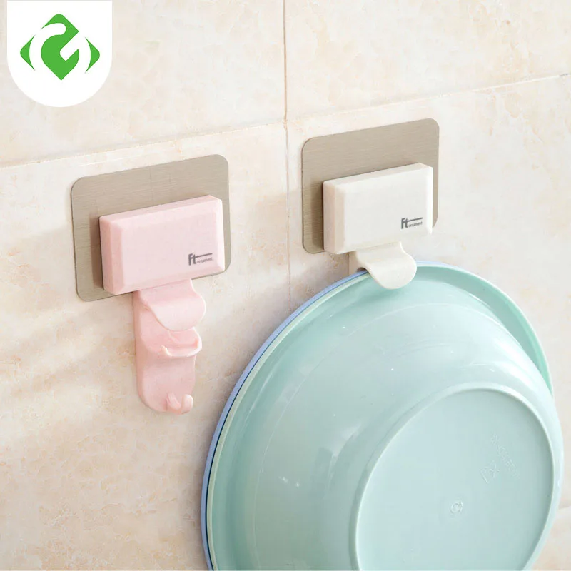 

Mounted wall hook Storage Hook Wall Washbasin Hook Kitchen Creative Without Scar Hanger Bathroom Strong Wall Hanging Basin Rack