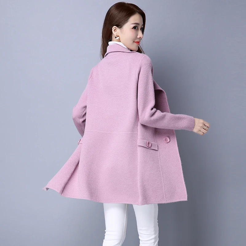 Весенне-осенний свитер пальто Корейская версия свободный большой размер длинный