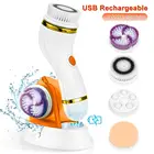 Электрическая щетка для чистки лица с 4 головками, 2 скорости