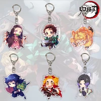 fashion anime demon slayer kimetsu no yaiba blade of ghost keychain acrylic key chain keyring accessories women men jewelry gift