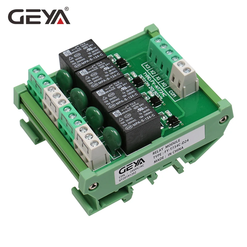 GEYA 4-Канальный Релейный Модуль DC 24V 12V промежуточных Мощность реле Управление