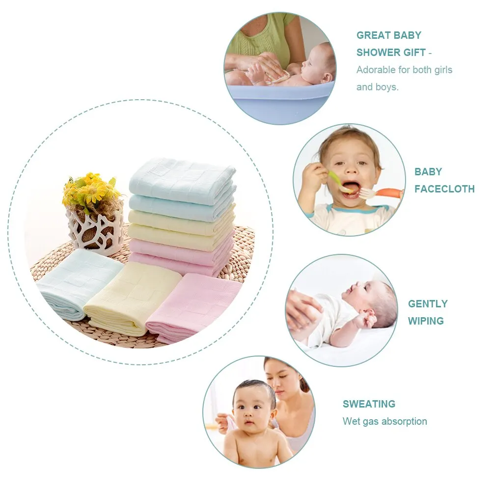 

26x26cm Soft Cotton Baby Infant Newborn Bath Towel Feeding Wipe Cloth Square Face Small Towel Solid Color Hand Kids Towels New
