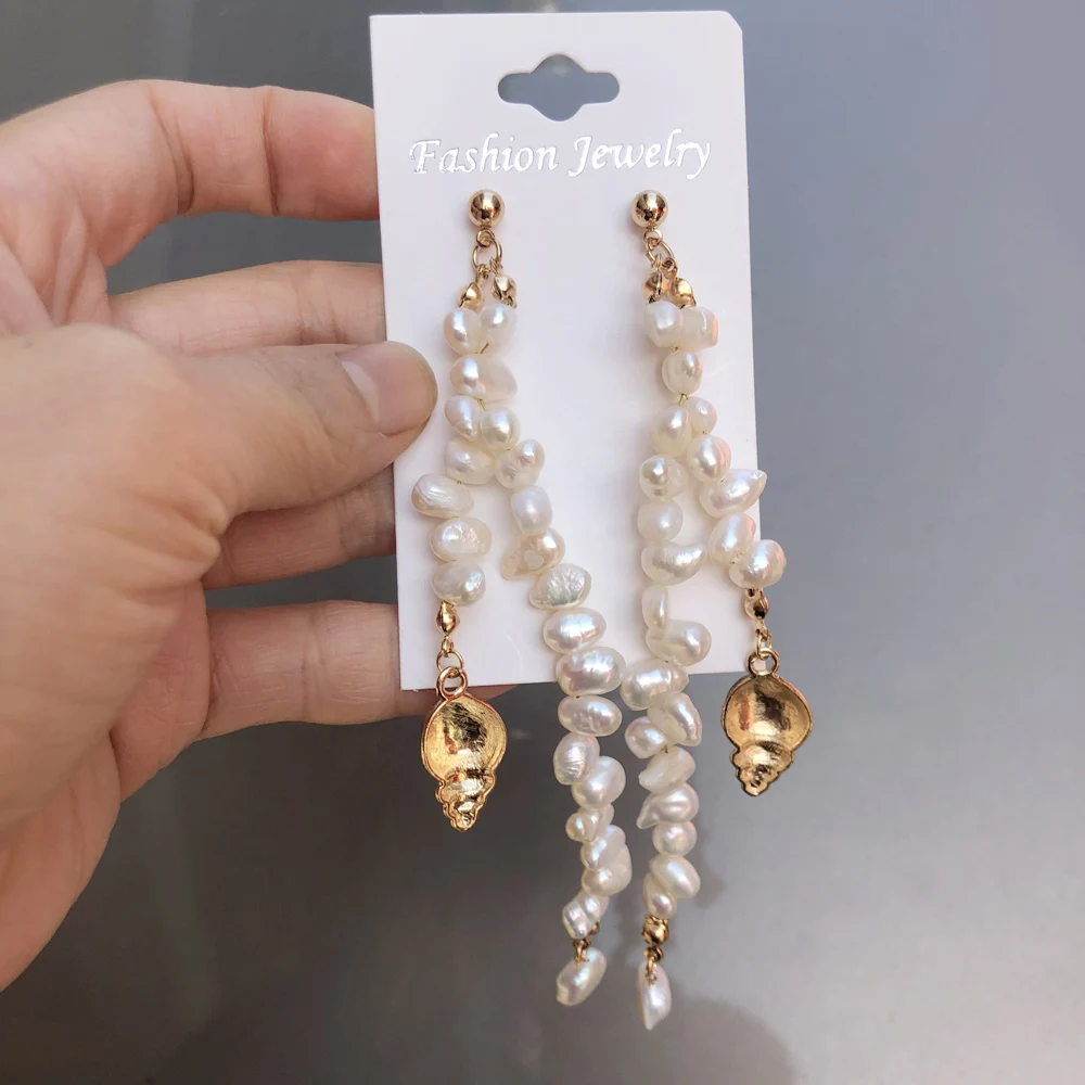 Серьги KBJW с настоящими жемчужинами и кисточками ювелирные изделия неправильным