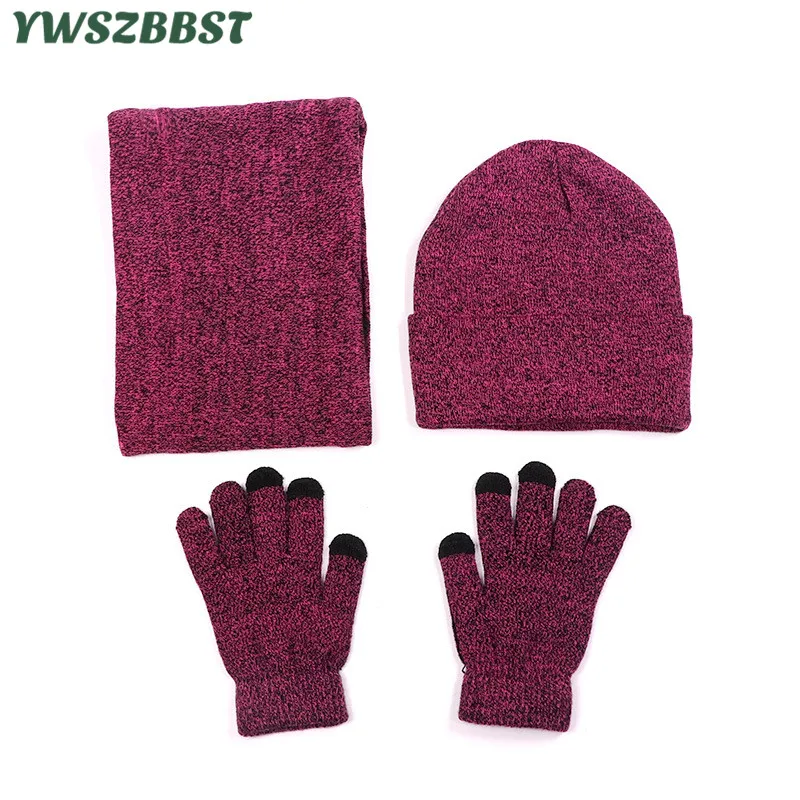 Новая мода осень зима женский шарф шапка и перчатки наборы на шею теплая дамские