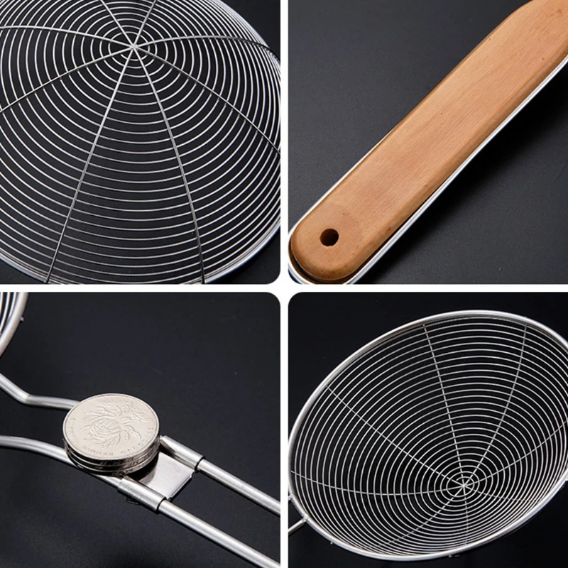 

Pasta Server Hot Pot Colander With Wooden Handle Oil Filter Safe Wire Mesh Strainer Noodle Dumpling Wonton Basket Slotted Spoon