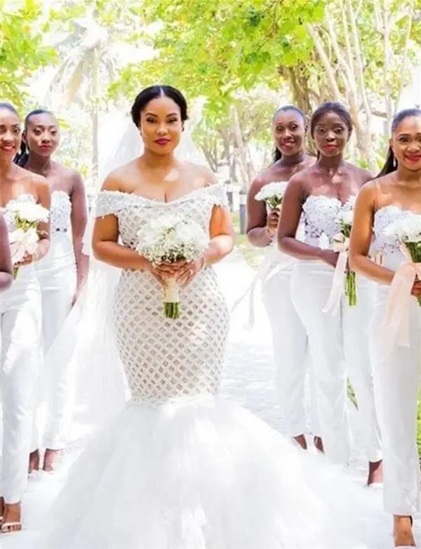 

Свадебные платья с открытыми плечами, африканские платья с юбкой-годе, женское кружевное свадебное платье со шлейфом на заказ
