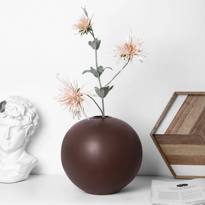Сферические керамические вазы сплошного цвета Morandi нордическая Минималистичная