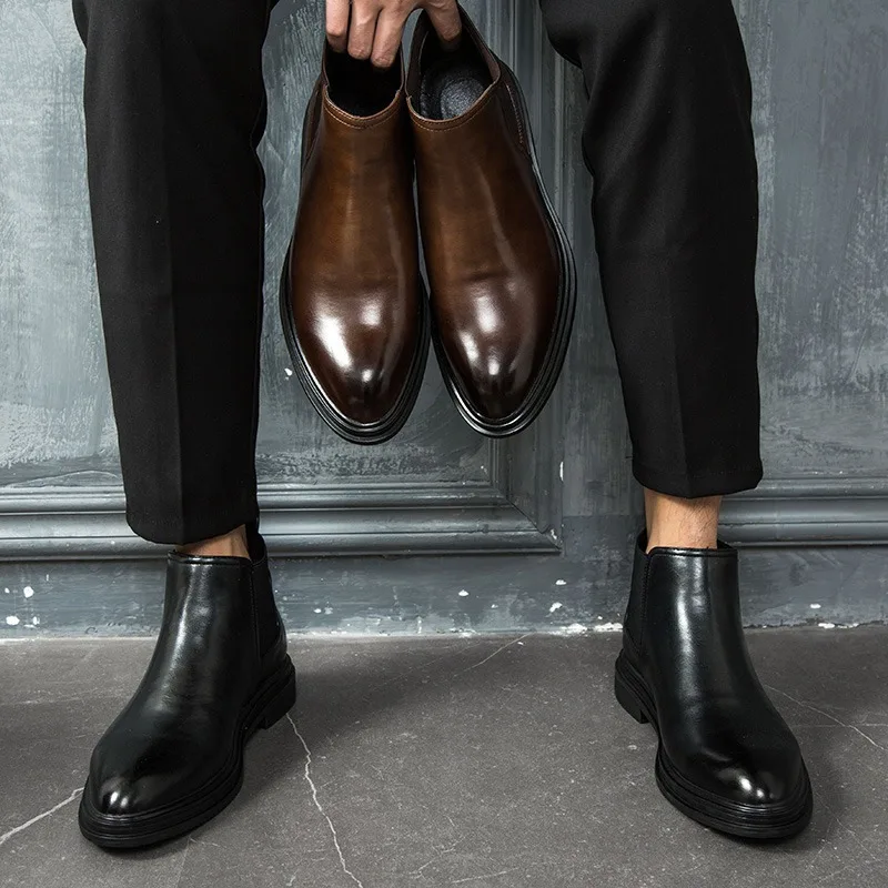 

2020 Winter Chelsea Boots Men Leather Shoes Men Ankle Boots Fashion Brand Autumn Winter Male Footwear