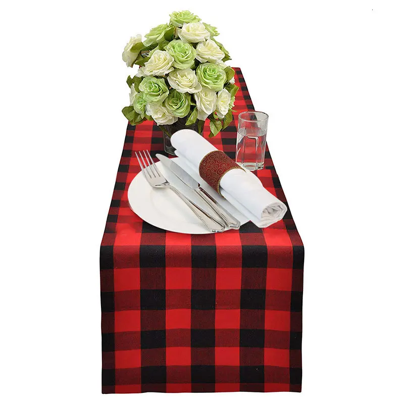 Хлопчатобумажная Рождественская скатерть Buffalo Plaid Настольная дорожка s