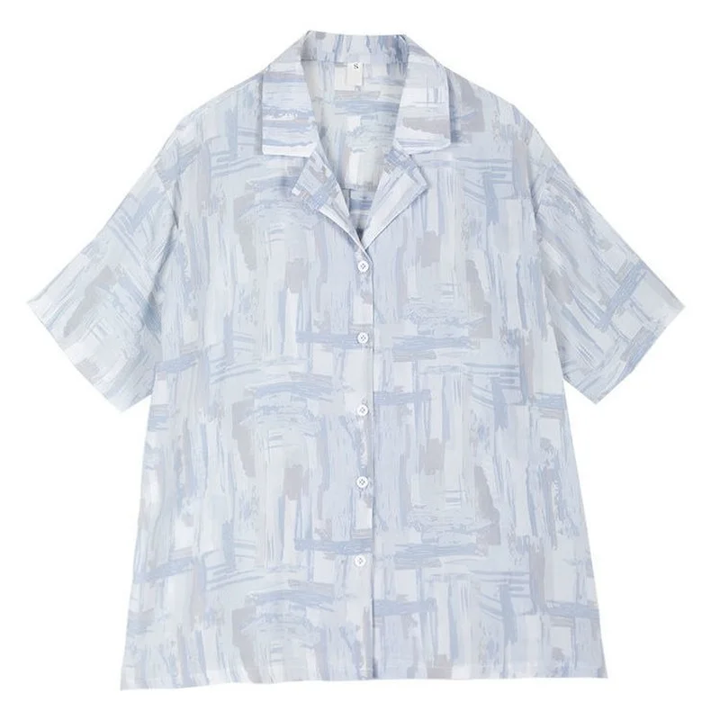 

Shirts Women Summer Notched Chiffon Korean Office-tops Fashion All-match Design Chemise Formal Clothing Classic Harajuku Chic