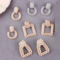 fashion faux pearl earrings exaggerated geometric earrings stud earrings women earrings accessories trendy jewelry