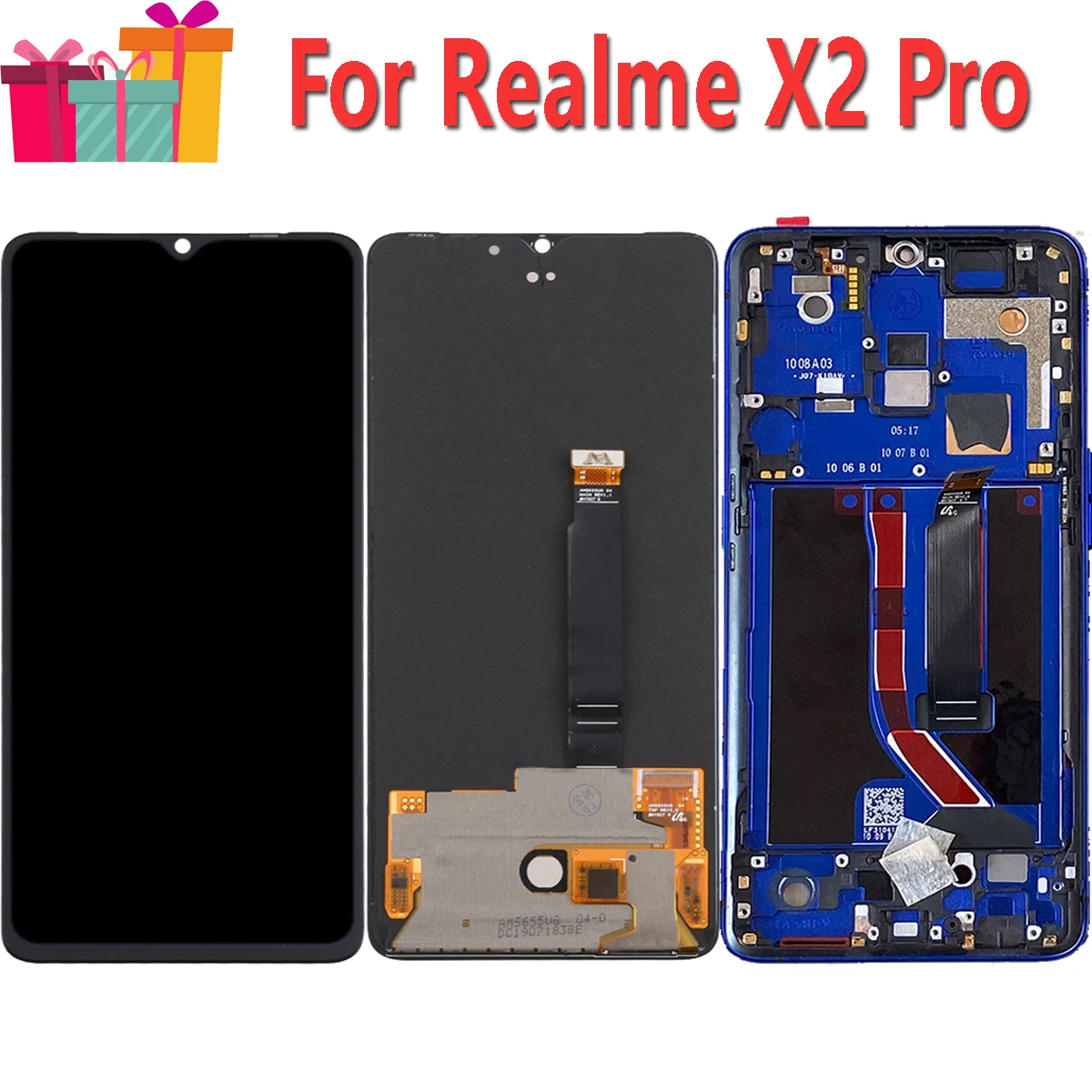Pantalla AMOLED Original para Realme X2 Pro, repuesto de pantalla t&aacute;ctil LCD, montaje de digitalizador de 6,5 pulgadas, accesorios de reparaci&oacute;n de Panel RMX1931-0
