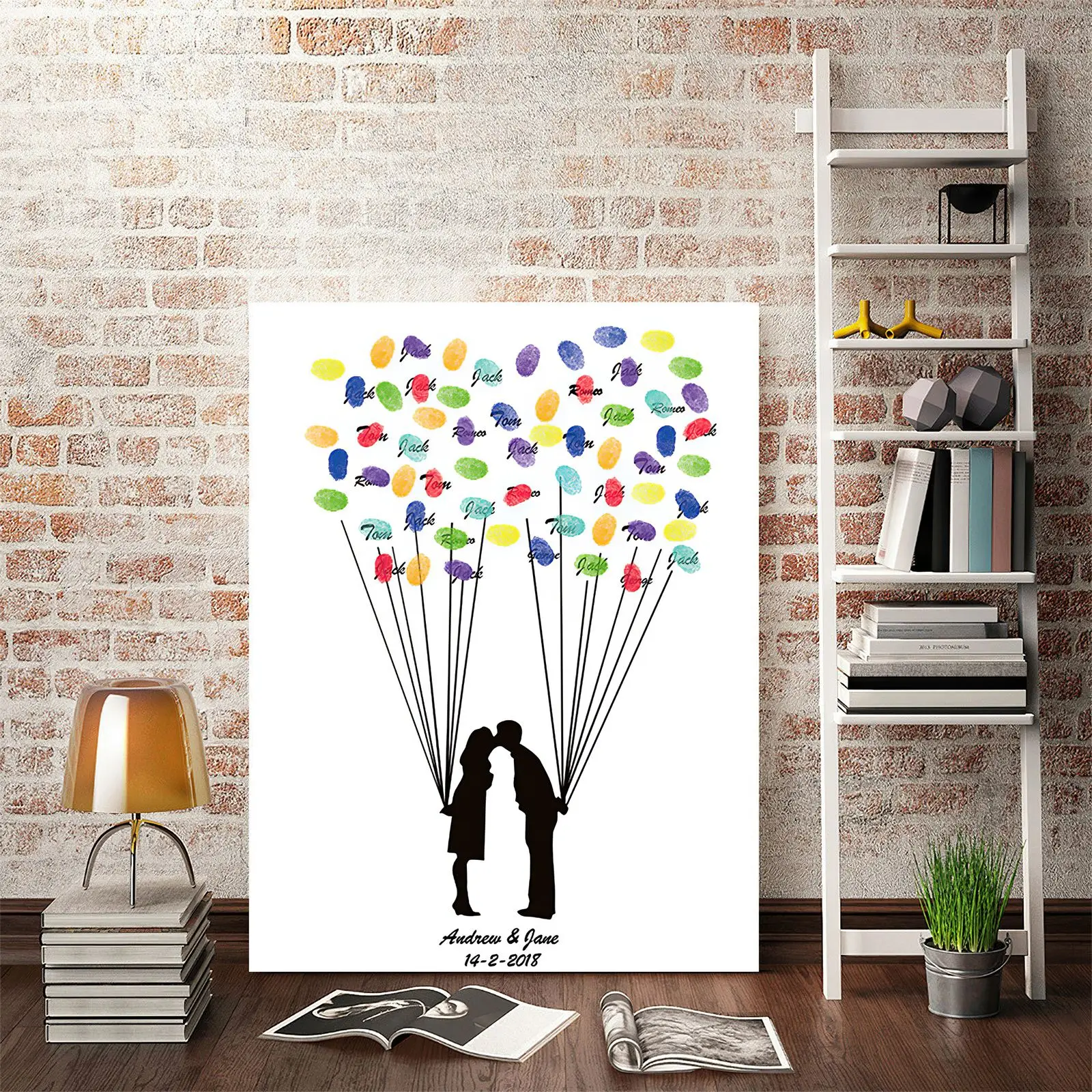 

Durable Fingerprints Tree Canvas Exquisite High Quality Convenient Sign-in Book Canvas Decoration for Home Living Room Bedroom