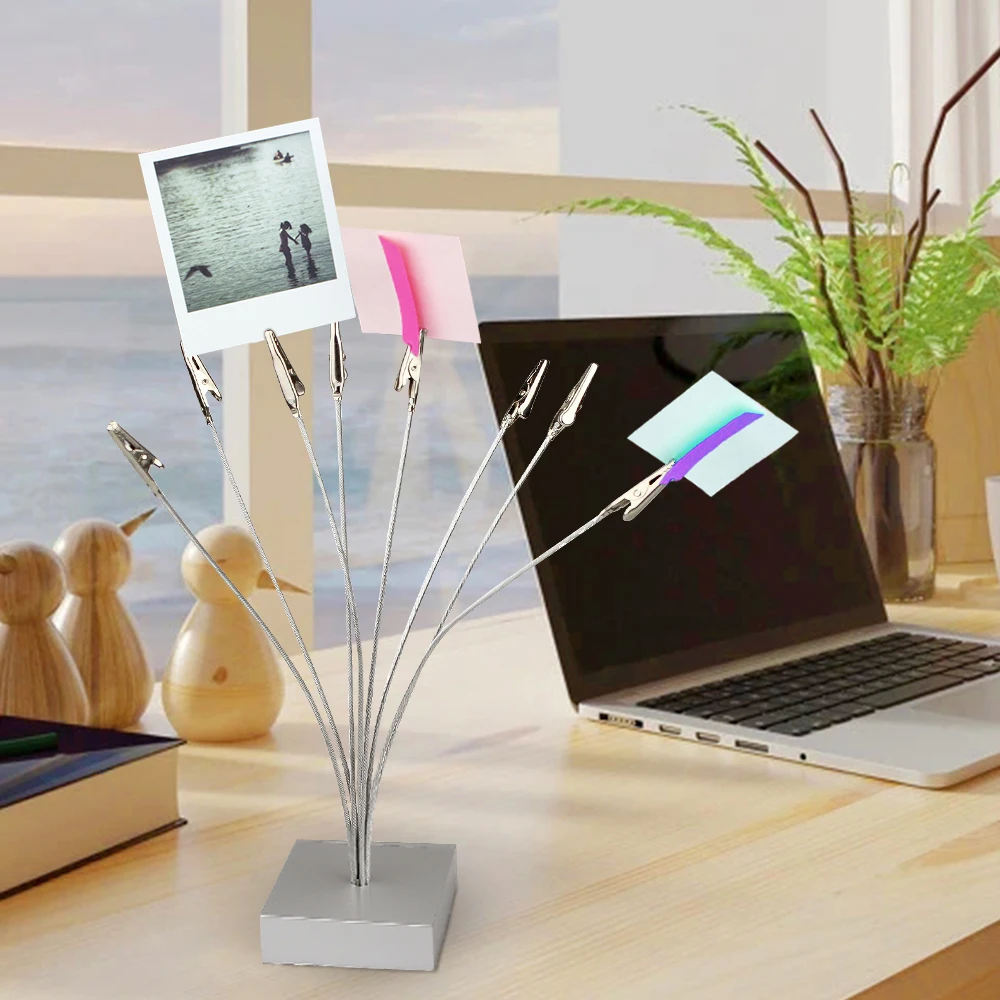 

Display Ornaments Silver Boxy Base Multi Wire Photo Clips Office Desk Organizer Display Stand for Perfume Test Strips Home Decor