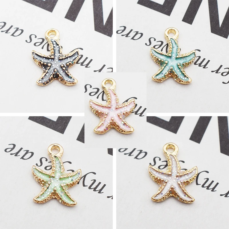 

15Pcs Nice Conch Sea Shell Charms Ocean Pendants Starfish Anklet Bracelet Necklace DIY Handmade Accessories Craft