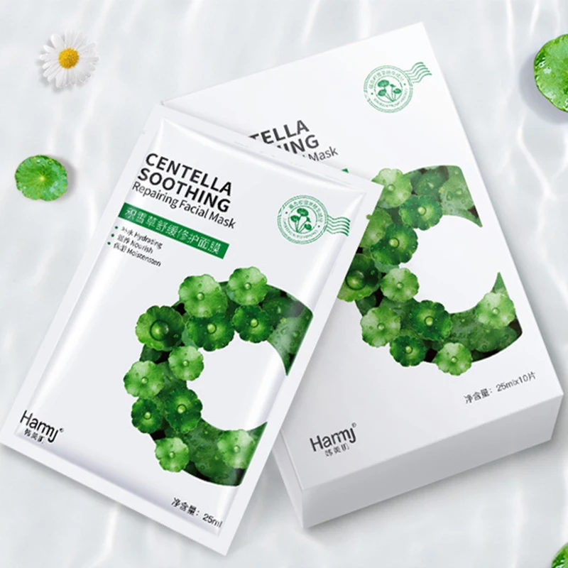 

10 Pieces Centella Soothing Repairing Facial Mask Acne Treatment Anti-Aging Moisturizing Oil-control Depth Replenishment
