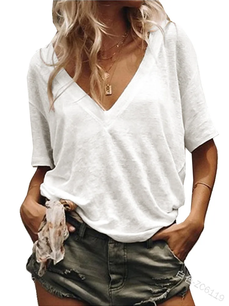 

Женская обувь; Летняя рубашка с коротким рукавом однотонные Цвет городском повседневном большим v-образным вырезом для нижнего белья хеджи...