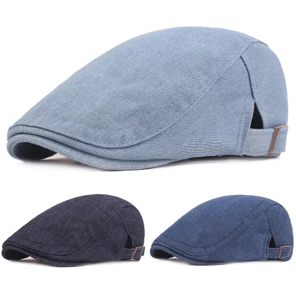 Мужская и женская Простая Регулируемая Кепка-берет Классическая джинсовая кепка