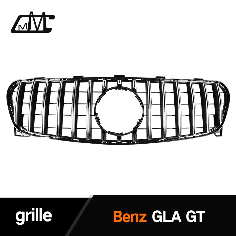 

Передняя решетка ABS GT Style для Mercedes Benz GLA класса X156, серебристые черные гоночные решетки, автомобильные Внешние запчасти, аксессуары