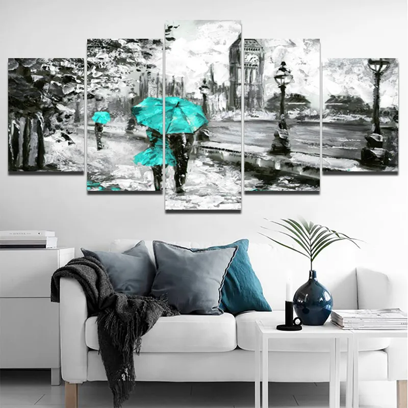 Горячая Распродажа модная Настенная картина для влюбленных серый пейзаж Синий