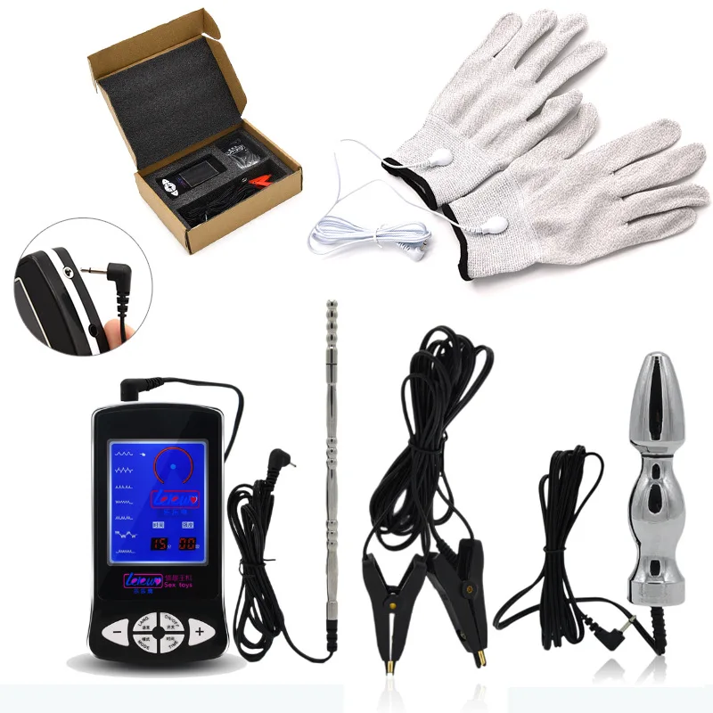 Электро шок Анальная пробка для пениса кольцо члена массажная подушка зажимы