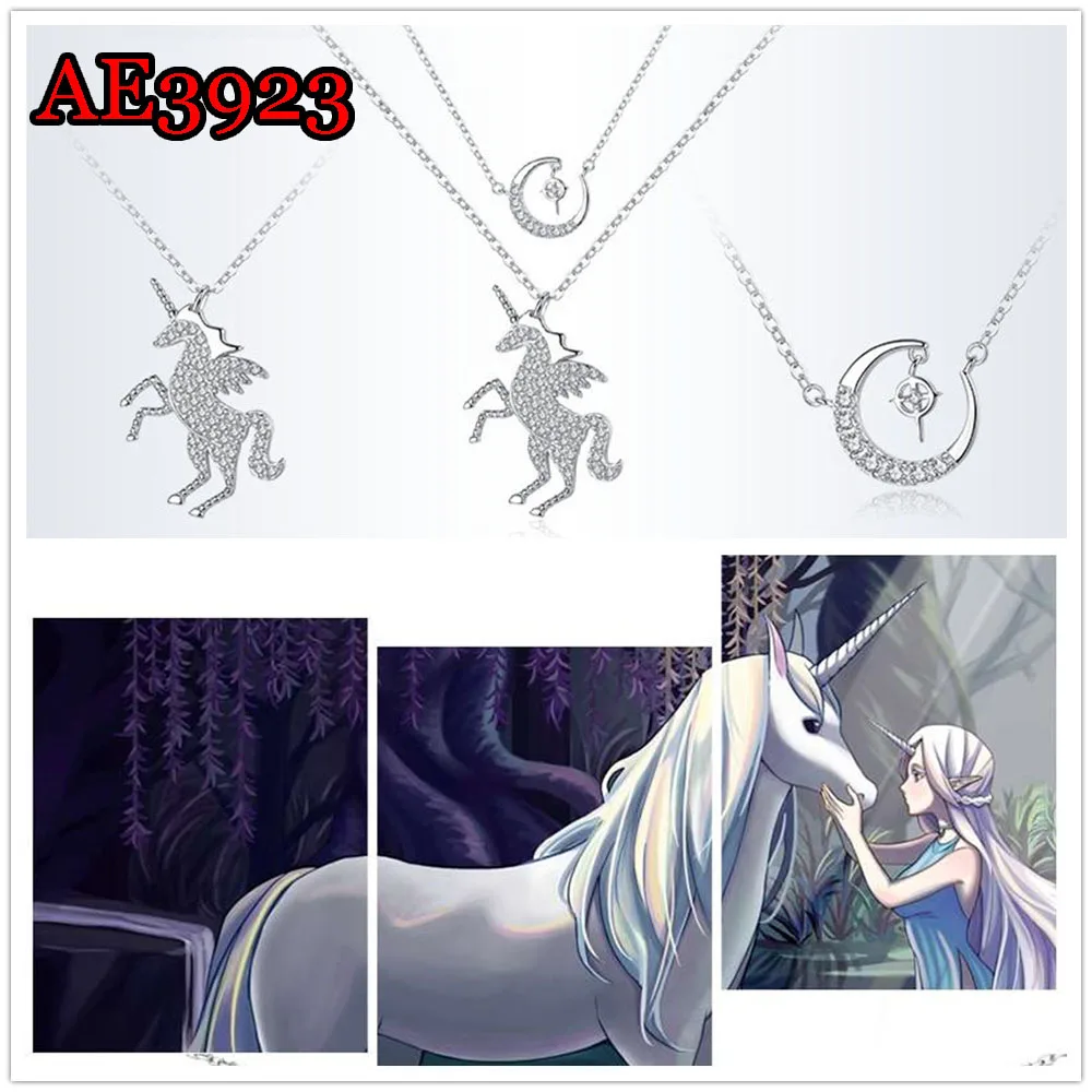 

Unicorn Pendant Necklace Jewelry Moon Crystal Choker Short Chain Women Fashion Trendy Gift AE3923