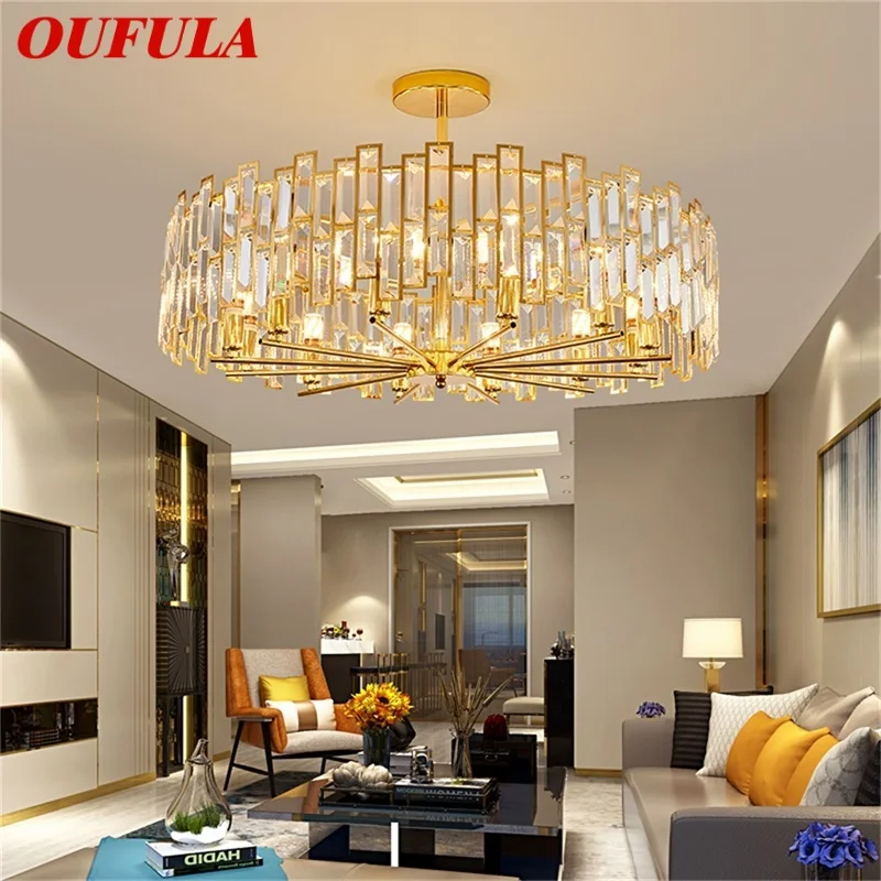 

OUFULA Gold Chandelier Fixtures Modern Branch Crystal Pendant Lamp Light Home LED for Dining Room Decoration