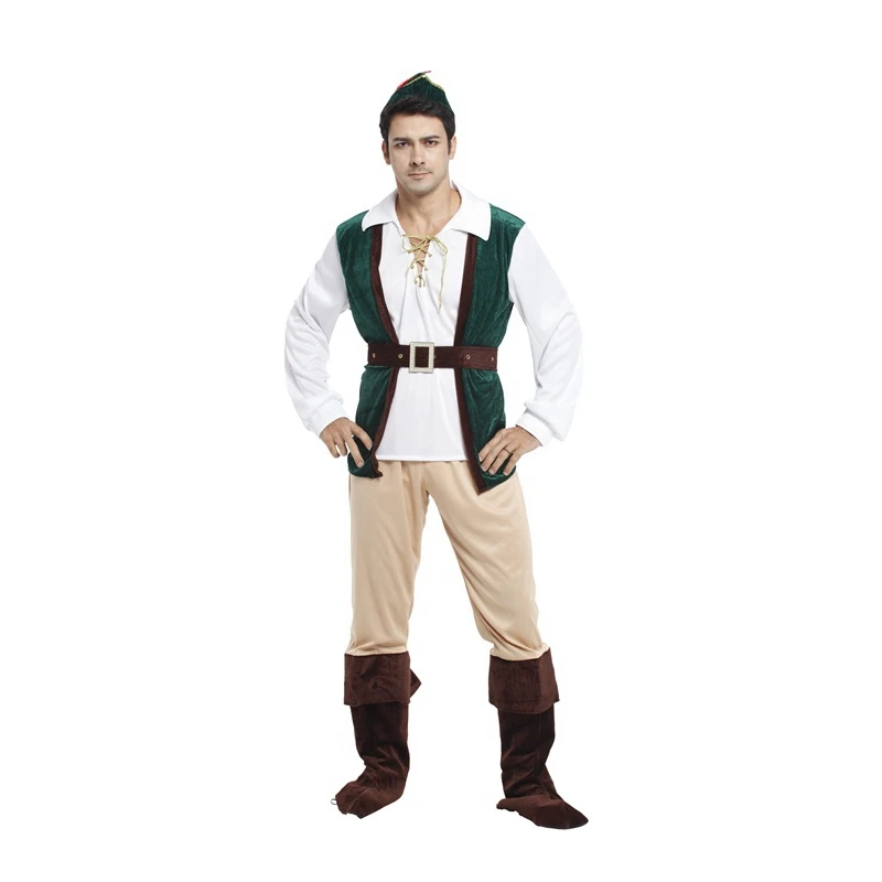 Adult Men Green Peter Pan Costume Halloween Purim Party Carnival Masquerade Cosplay Costumes Outfit | Тематическая одежда и