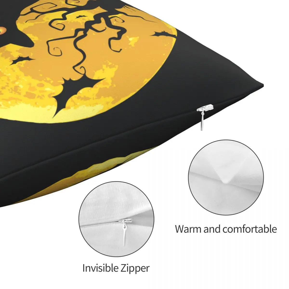 Чехол-накидка на подушку с изображением кошки Хэллоуин летучая мышь Дорожный