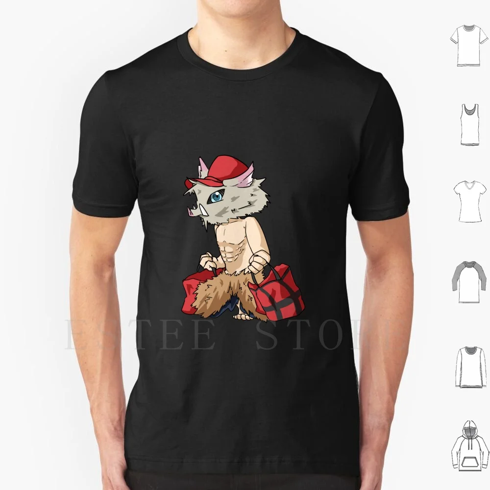 Мужская хлопковая футболка Grubhub Inosuke 6xl, с изображением демона, с изображением кабана, без рубашки, с груди, с изображением груди, доставка сотрудника, Аниме Манга