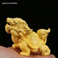 chinese mascot solid wood dragon tortoise statue%ef%bc%8chand carved art crafts%ef%bc%8chome desktop cute small animals lucky decoration