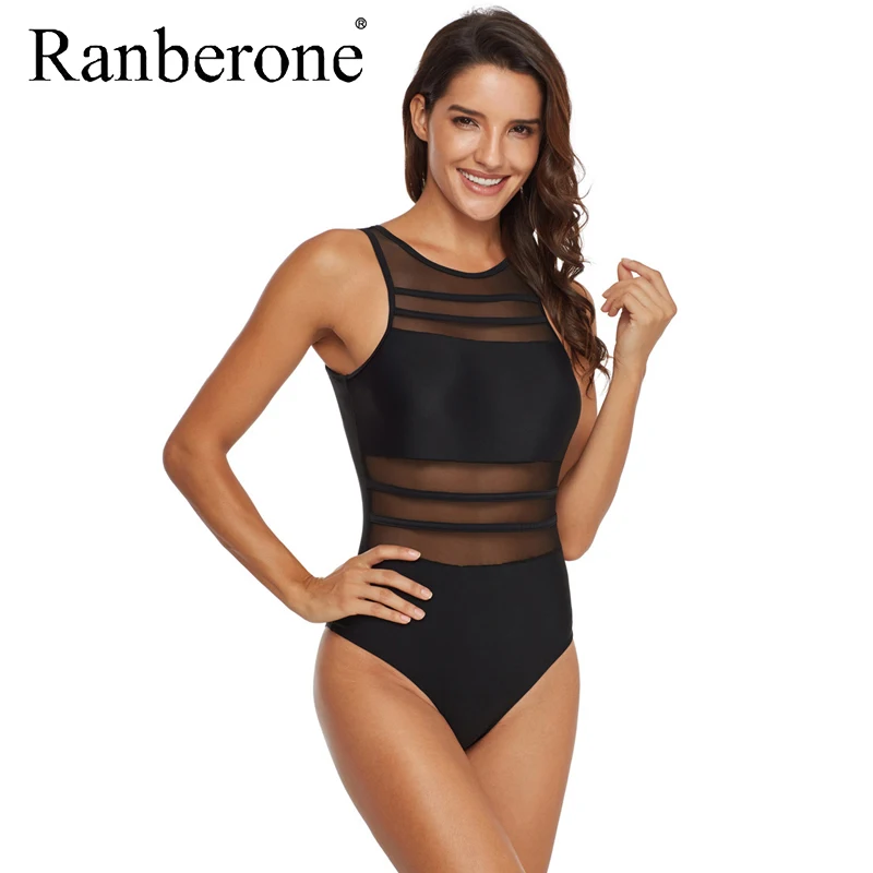 Цельный купальный костюм Женская купальная одежда 2020 Сексуальная сетчатая