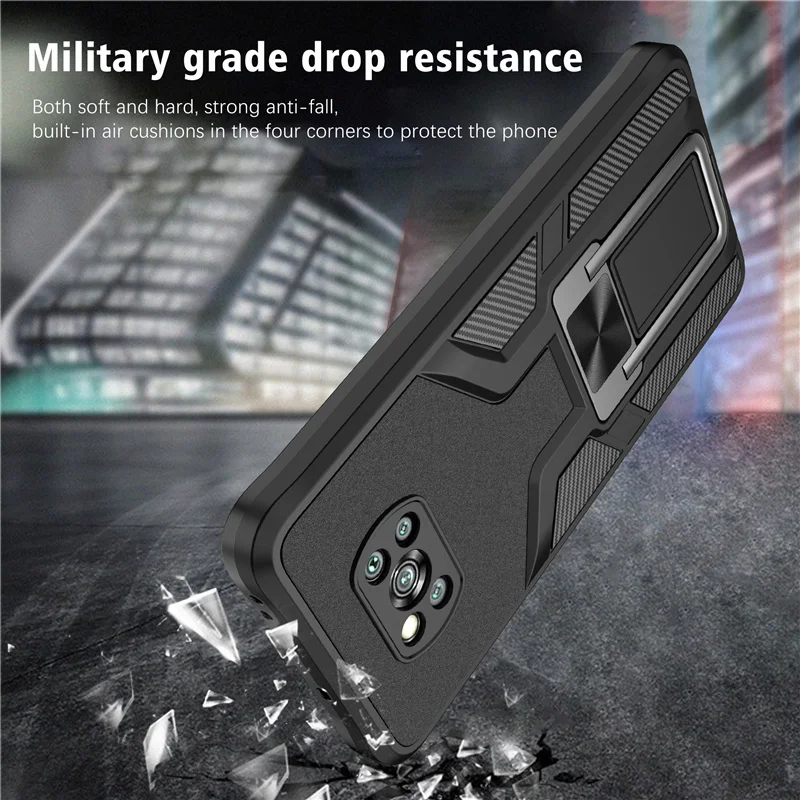 for xiaomi poco x3 pro f3 case armor anti konck tpu frame hard plastic magnetic holder back cover for mi 11 lite note 10 9 pro free global shipping